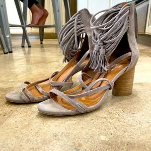 Jeffrey Campbell strappy heel with fringe detail